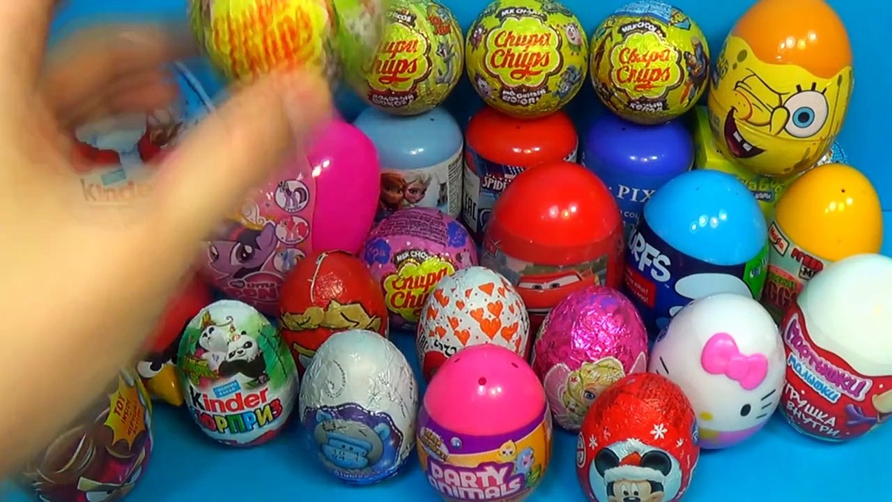 30 surprise eggs!!! Disney CARS MARVEL SpongeBob HELLO KITTY Love Is ANGRY BIRDS Peppa Pig PONY eggs