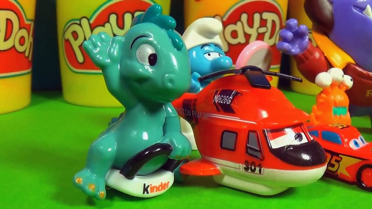 18 Surprise Eggs Play Doh HELLO KITTY Disney Cars PLANES The SMURFS LPS Pony Monsters University