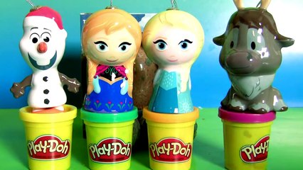 Play Doh Surprise Eggs Disney Frozen Christmas Ornaments Anna Elsa Sven Olaf Shopkins Pepp
