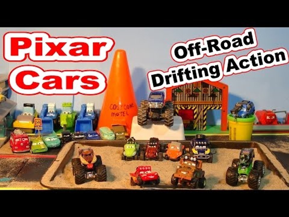 Pixar Cars Off Road Drifting with Lightning McQueen, Mater, Shifty SideWinder , Blue Grit and more