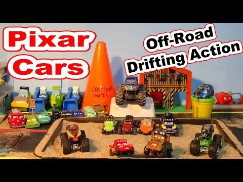 Pixar Cars Off Road Drifting with Lightning McQueen, Mater, Shifty SideWinder , Blue Grit and more
