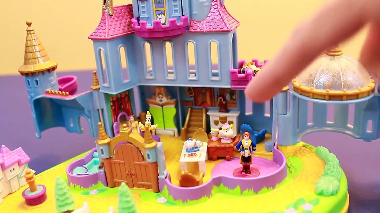 Beauty and The Beast Belle Disney Princess Castle Polly Pocket Toy Review DisneyCarToys
