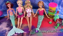 Elsa Mermaid Makeover! Ariel Barbie Play-Doh Sparkle Flowers Disney Snow Queen by HobbyKid
