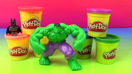 Play-Doh GIANT Lego Head Batman Makeover! HULK Smashes Surprise Egg! HobbyKidsTV