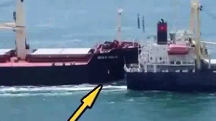 Жесткое столкновение двух огромных грузовых кораблей