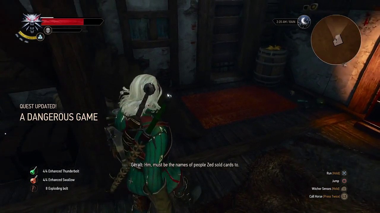 The Witcher 3: Wild Hunt A DANGEROUS GAME find zeds ledger using your witcher senses