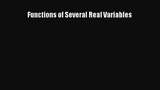 PDF Download Functions of Several Real Variables Download Online