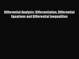 PDF Download Differential Analysis: Differentiation Differential Equations and Differential