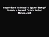 PDF Download Introduction to Mathematical Systems Theory: A Behavioral Approach (Texts in Applied