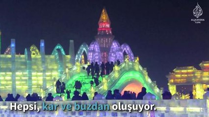 Çin'de kar ve buzdan görsel şölen