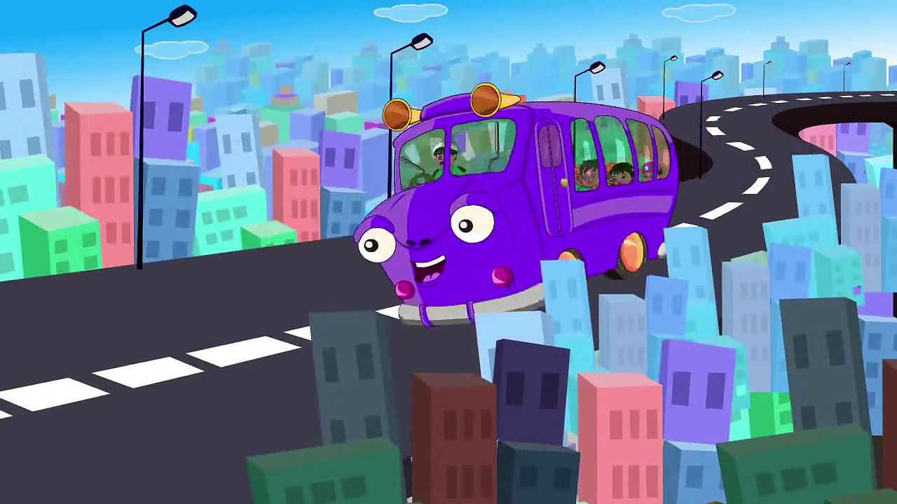 Purple Bus Wheels On The Bus Go Round English Nursery Rhymes For Kids