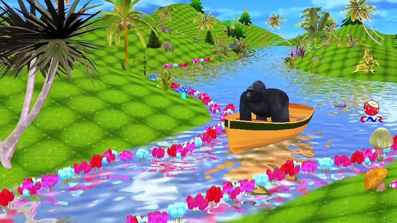 King Kong Cartoon Riding Boat And Singing Row Row Row Your Boat Children Nursery Rhymes