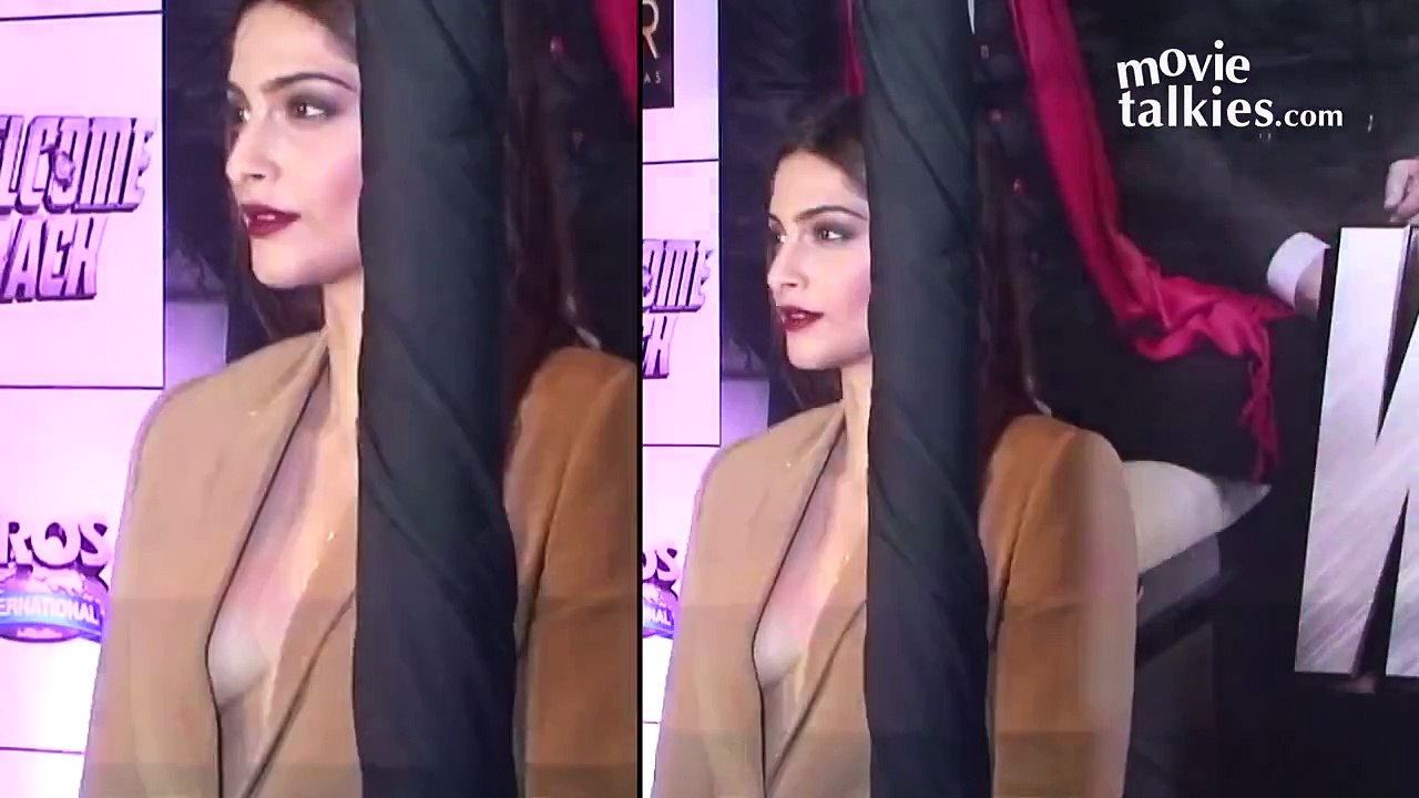 Sonam Kapoor Braless At Welcome Back Premire