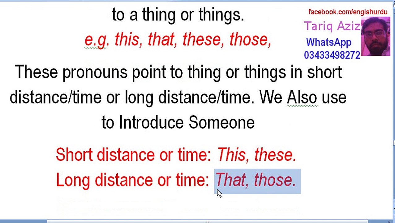 GRAMMAR LESSON NINE Demonstrative Pronouns