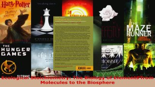Read  Ecological Stoichiometry The Biology of Elements from Molecules to the Biosphere EBooks Online