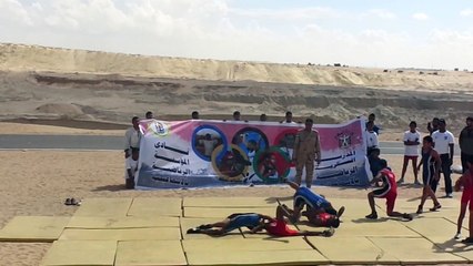 أشبال المدرسة العسكرية يقدمون عرض للمصارعة أكتوبر2014 بقناة السويس الجديدة