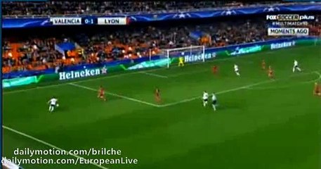 Valencia's Player Passes to the Referee Thinking it's teammate - Valencia v. Lyon (UCL) 2015