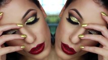 Gold Glitter Cut Crease Smokey Eye - New Years Eve Makeup Tutorial 2015