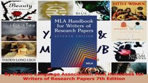 Download  By Modern Language Association MLA Handbook for Writers of Research Papers 7th Edition PDF Free