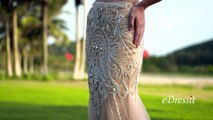 eDressit Capped Sleeves Two-piece Beaded Beige Evening Dress