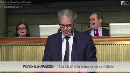 Discours de candidature de Patrick Bernasconi à la présidence du CESE