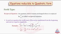 Reciprocal Equations ( Question No. 20 , Question No. 23 , Question No. 21 & Question No. 22 )