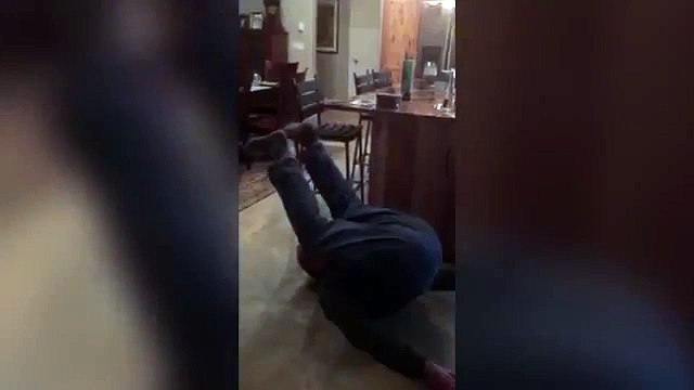 Step dad uses insane yoga party trick to drink beer off his forehead - without using his hands