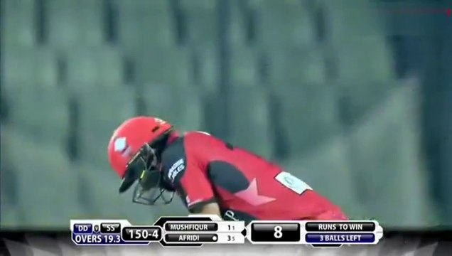 Shahid Afridi hits 2 sixes in a row to win the match for Sylhet Stars BPL 2015