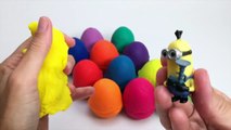 LEARN COLORS Play Doh Surprise Eggs Frozen Peppa Pig Masha Minions Shopkins Toys Play Doug