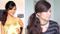 Selena Gomez Tousled Ponytail Hairstyle for  Medium Long Hair Tutorial