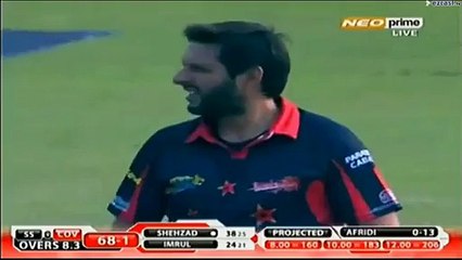 Shahid Afridi vs Ahmad Shahzad in BPL!! must watch