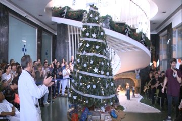 Descargar video: El árbol de Navidad luce en el Hospital de las Cruces