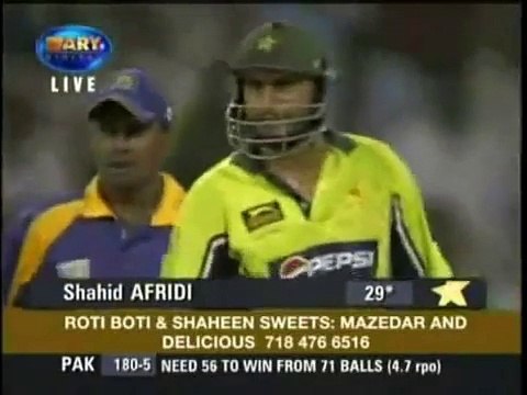 Shahid Afridi hits 4 Sixes and 2 Fours in one over Against Sri Lanka