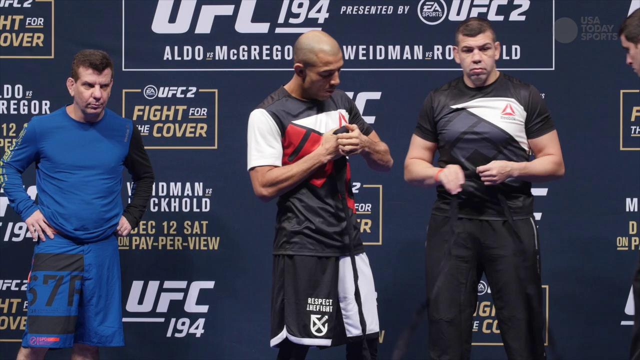 Jose Aldo works out for fans ahead of UFC 194