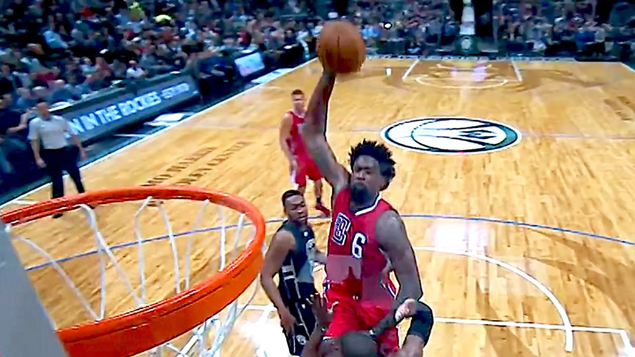 DeAndre Jordan Knees Greg Monroe in Face with Posterizing Jam