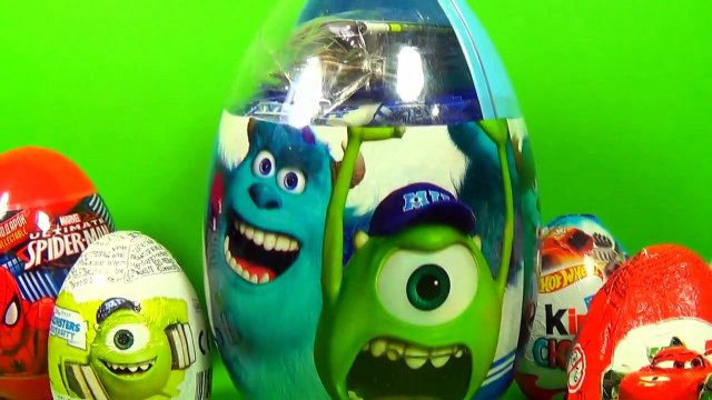 BIG surprise egg Monsters University Disney Cars HELLO KITTY Kinder Surprise MARVEL SPIDER