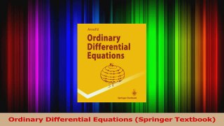 PDF Download  Ordinary Differential Equations Springer Textbook PDF Full Ebook