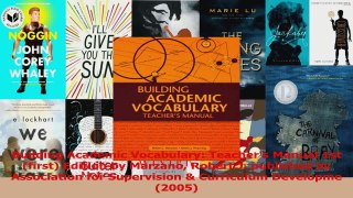 PDF Download  Building Academic Vocabulary Teachers Manual 1st first Edition by Marzano Robert J Download Full Ebook