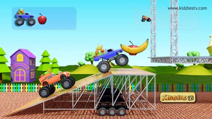 Monster truck race for fruits | Competition for kids | Educational games | Kiddiestv
