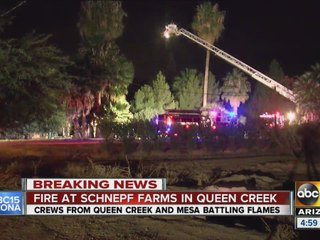 Schnepf Farms building catches fire Friday morning