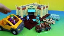 BatCar McQueen Saves Disney Pixar Cars Mater from the Joker in Imaginext Gotham City Jai