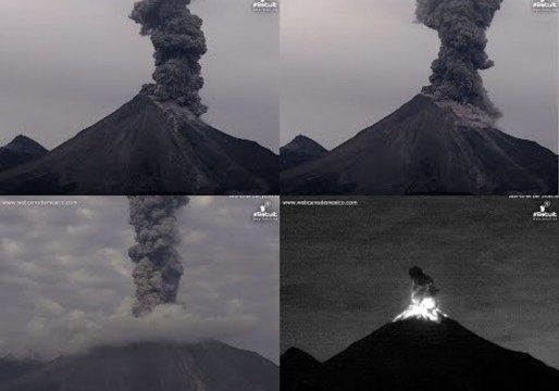 Colima Volcano Spits 2km Ash Column