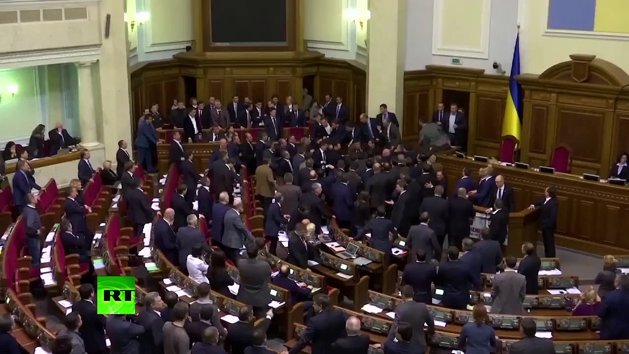 Big fight in Ukraine parliament after opposition MP goes for PM