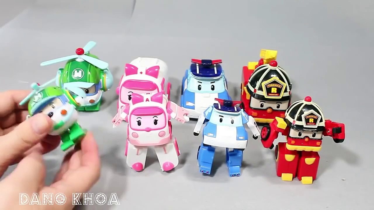 Xe ô tô đồ chơi Rabober poli có máy bay ôtô cảnh sát xe cứu thương cứu hỏa