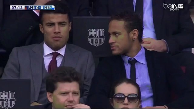 Neymar and Rafinha Watching Barca vs Deportivo