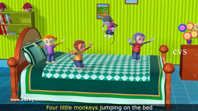 Five Little Monkeys Jumping on the Bed Nursery Rhyme 3D Animation Rhymes for Children