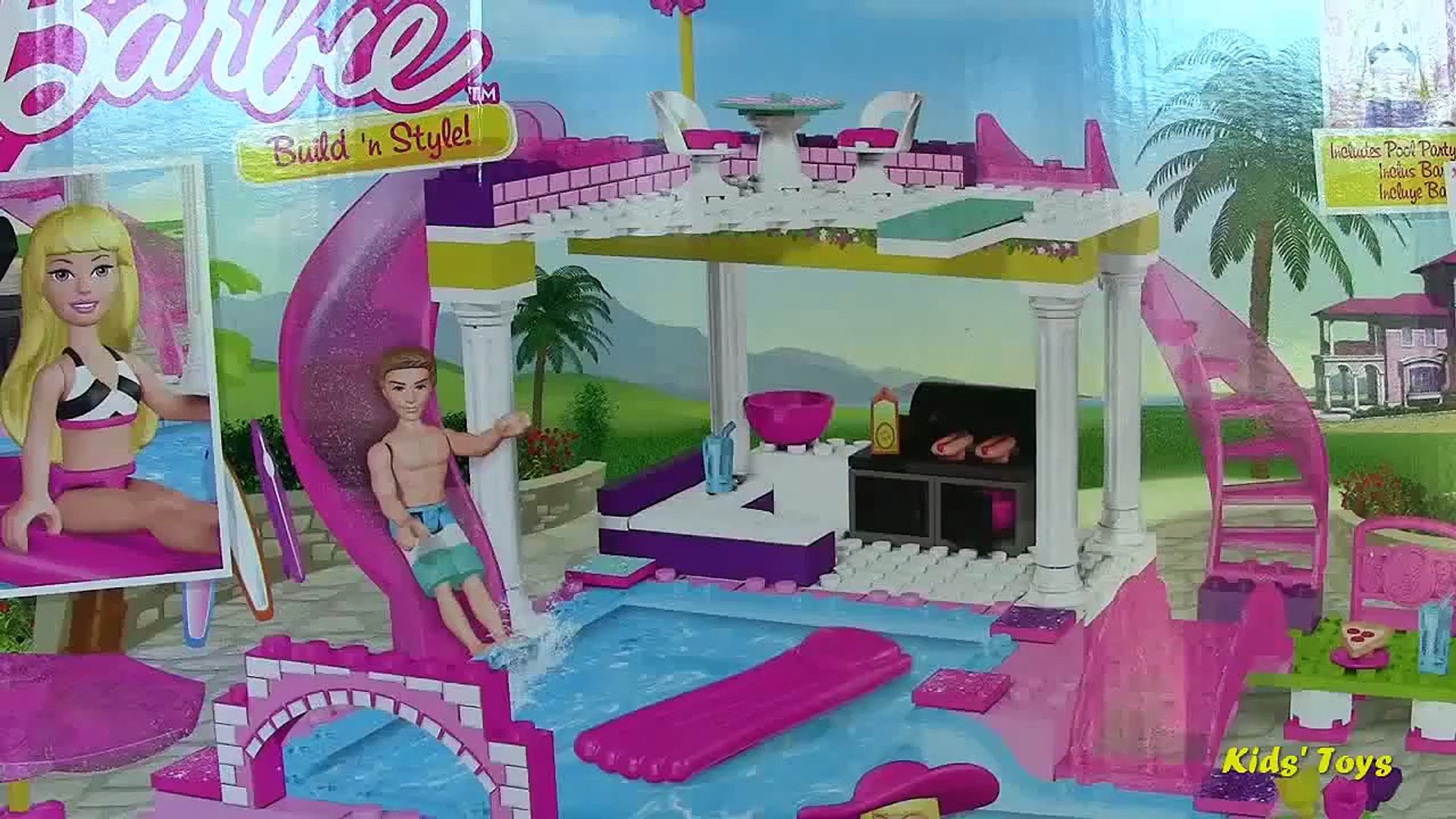 Mega Bloks Barbie Pool Party with Barbie Doll and Ken Doll Life in a Dream  House - Dailymotion Video