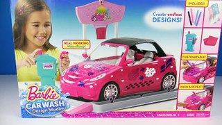 BARBIE CAR DRAW Stencil Patterns Soapy Bubbles Washable Markers Design Studio Mattel Toys