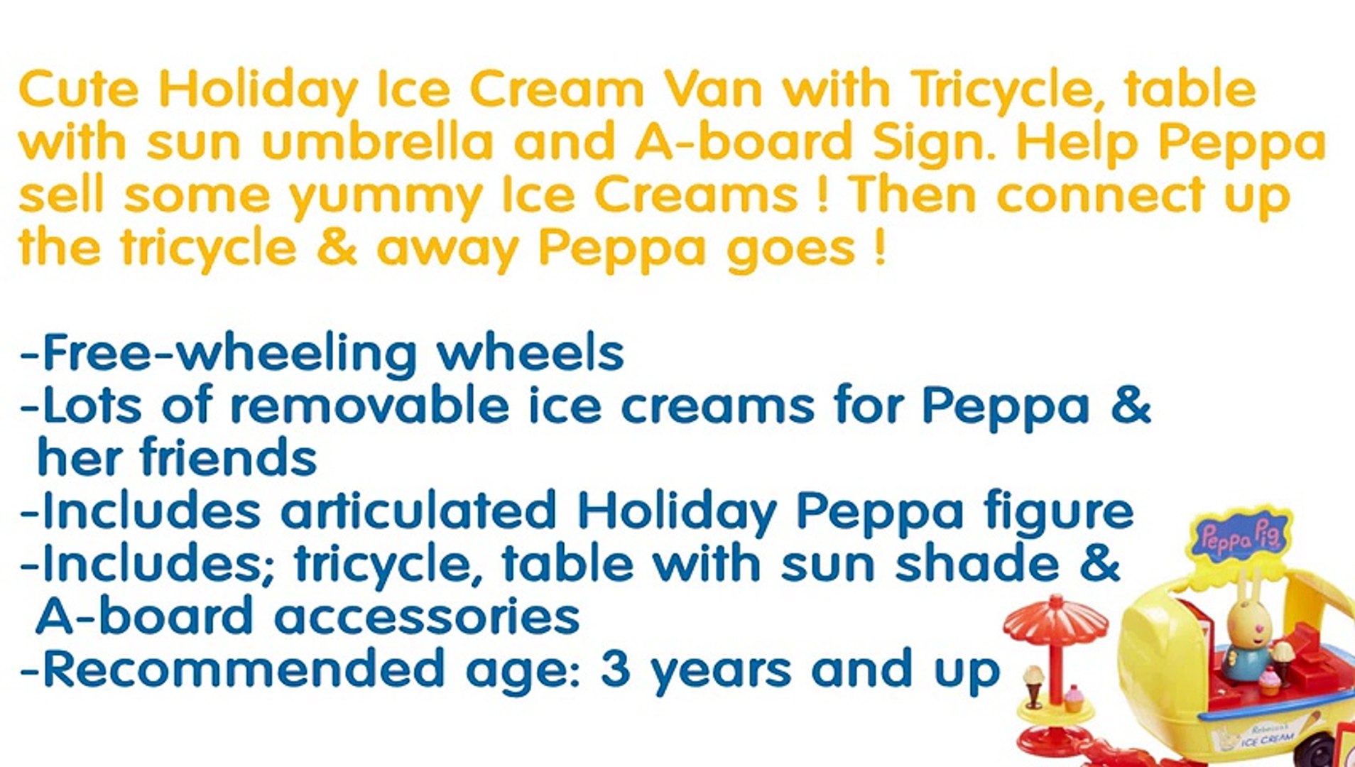 ⁣kids Peppa Pig Holiday Time Ice Cream Van With Accessories Playset Food (TV Genre)
