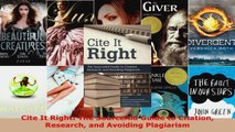 Read  Cite It Right The SourceAid Guide to Citation Research and Avoiding Plagiarism EBooks Online